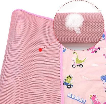 NACOCO Summer Pet Cooling Mat - Cat Dog Cushion Pad Sleeping Cool Dinosaurs Comfortable Soft for Pets Kids and Adults (Pink Dinosaur, L)