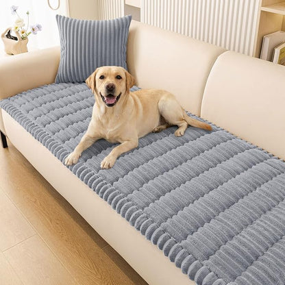 Smiry Couch Cover for Dogs Washable, Non Slip Fuzzy Pet Couch Covers for 3 Cushion Sofa Pet Friendly, Thick Soft Sofa Slipcovers Cushion Protector (Grey, 27.6" x 59")