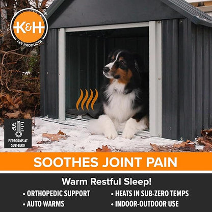 K&H Pet Products Lectro-Soft Orthopedic Outdoor Heated Cat Bed for Outdoor Cat Houses, Safety Listed Automatic Warming Pad, Soft and Flexible, Waterproof, Washable Cover - Small 18 X 14in Gray 20W