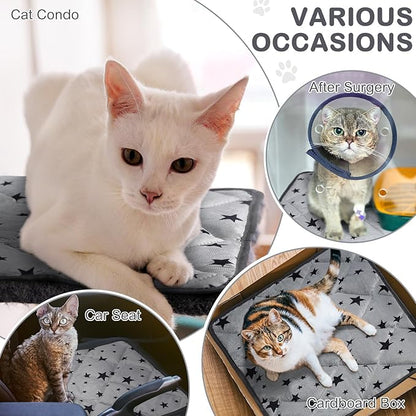 Self Warming Cat Bed Self Heating Dog Mat Star Pattern Warm Thermal Pet Pad Reflects Body Heat Washable Soft Puppy Crate Pad Anti Slip Kennel Mat for Pets(Grey,24'' L X 35'' W X 0.4'' Th)