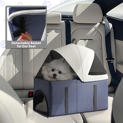 3-in-1 Visible Foldable Pet Carrier, Detachable Car Seat and Stroller with Push Button Entry for Small Pets, Cat Dog Carrier for Medium Dogs Cats Load Up to 33 lbs, Navy Blue