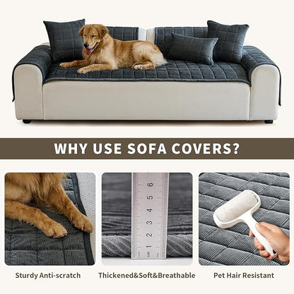 Couch Covers for Dogs Washable, Non Slip Couch Covers for Loveseat Sofa Pet Friendly, Soft Fuzzy Sofa Covers for Pet, Dog Couch Cover Furniture Protector(1PC,Dark Grey,27.6"x82.7")