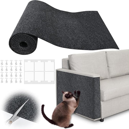 Cat Scratch Furniture Protector - 78.7" x 17" Trimmable Self-Adhesive Cats Claws Scratch Pads, DIY Cat Climbing Couch Protector for Scratch Post Cat Tree Replacement Indoor (Dark Gray)