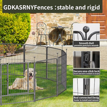Dog Playpen,32/40/45 Inch Height in Heavy Duty, Folding Indoor Outdoor Anti-Rust Dog Exercise Fence, Portable Pet Playpen with Door for Large Medium Small Dogs and Pet (8 Panels, 45 Inch) Silver