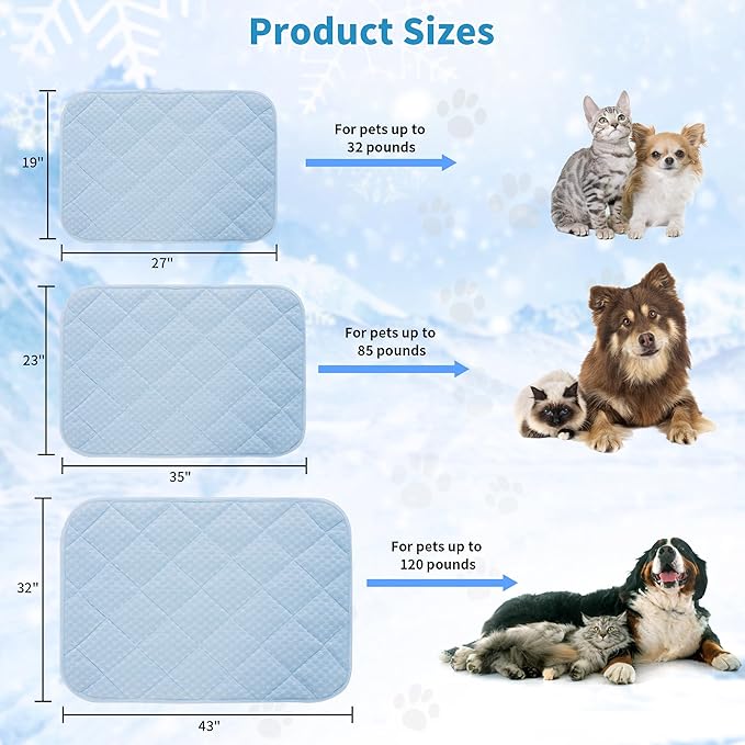 Dog Cooling Mat, Washable Cooling Mat for Dog, Foldable Kennel Pet Bed, Cool Pad (Cool &Warm Surface) for All Seasons Use, Pet Pads for Cats Use in Crate (44 X 32 Inch - Extra Large -)