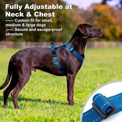 No Pull Dog Harness with Handle, Soft Mesh Padded Adjustable for Small Medium Large Dogs | Reflective Easy Walk Harness with Front Clip for Training, Running & Outdoor (Royal Blue, S)