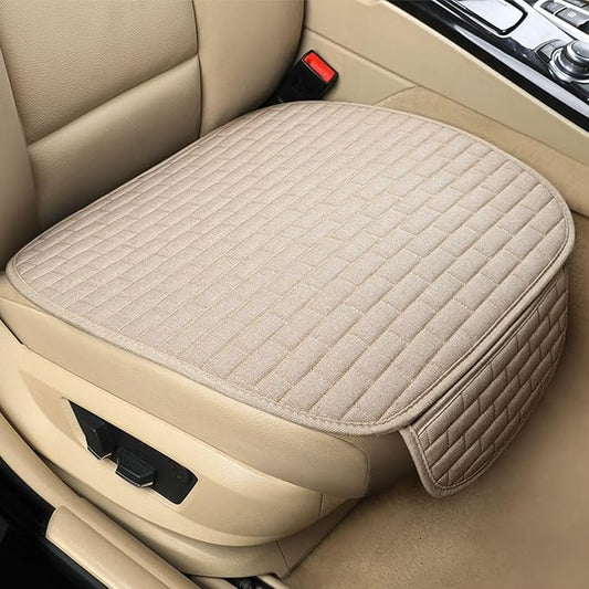 Car Seat Covers Front Seats,2 Pack Seat Covers for Cars Truck SUV,Front Seat Covers with Storage Pocket,Bottom Auto Seat Cushion Pad Mat for Most Vehicles-Beige,Front 2 Pcs