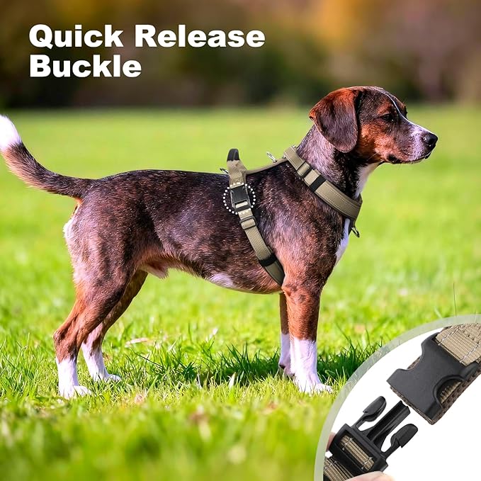 No Pull Dog Harness with Handle, Soft Mesh Padded Adjustable for Small Medium Large Dogs | Reflective Easy Walk Harness with Front Clip for Training, Running & Outdoor (Beige, M)
