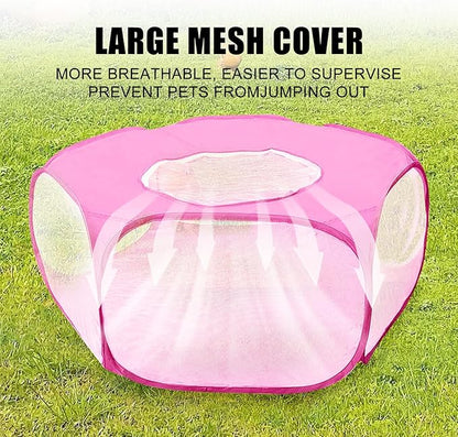 2-Pack Guinea Pig Carrier Backpack and Playpen with Lid, Breathable Pet Playpen Pop Open Exercise Fence, Portable Small Animal Cage for Rabbits, Chinchillas, Squirrel, Lizard, Sugar Glider