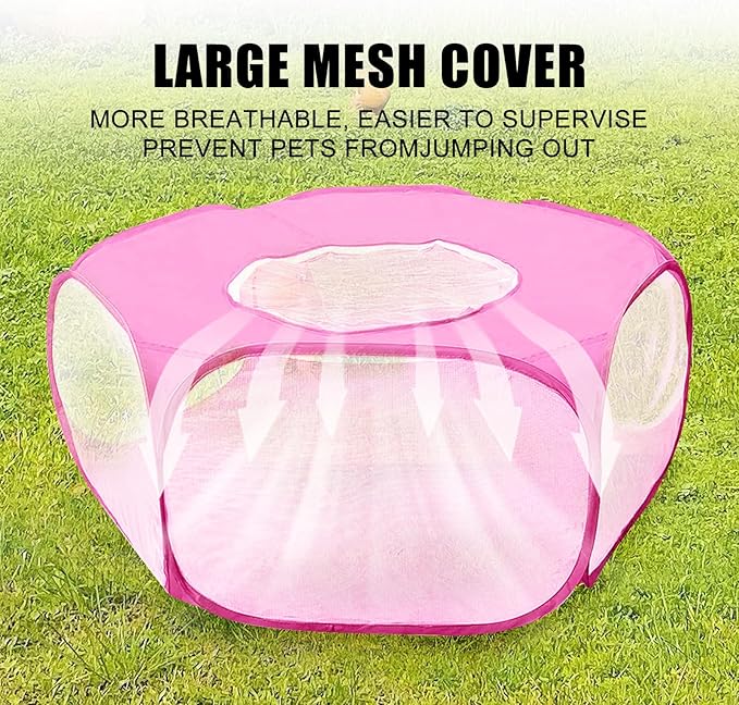 2-Pack Guinea Pig Carrier Backpack and Playpen with Lid, Breathable Pet Playpen Pop Open Exercise Fence, Portable Small Animal Cage for Rabbits, Chinchillas, Squirrel, Lizard, Sugar Glider