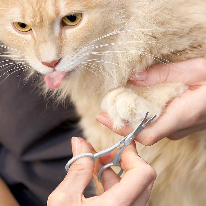 Tweezerman Pet Grooming Scissors, Stainless Steel Rounded Tip Trimming Shears for Dogs and Cats