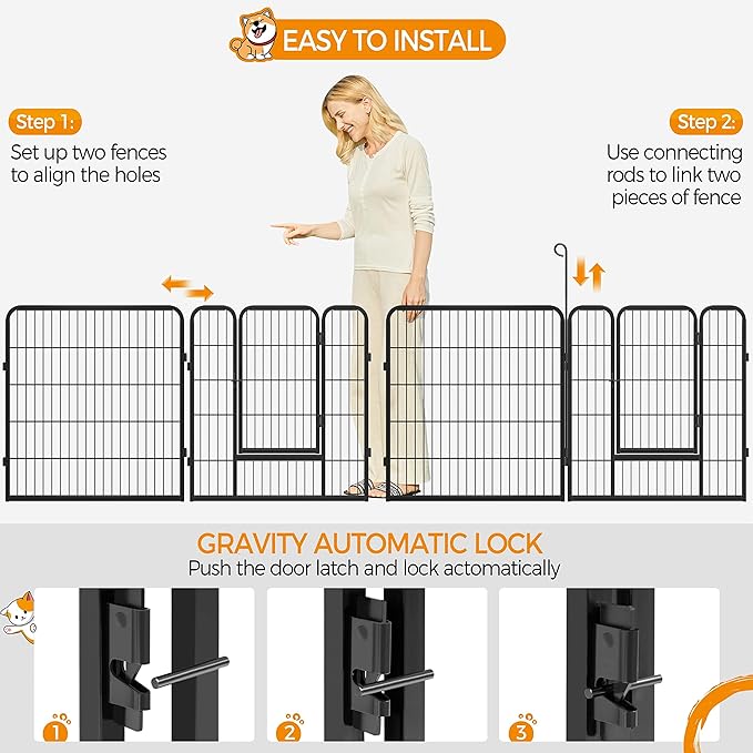 Yaheetech Dog Playpen Indoor, Extra Wide Outdoor Dog Fence Foldable Pet Puppy Exercise Pen for Yard/Garden/RV Camping, 24 Panels 32 Inch Height x 32 Inch Width