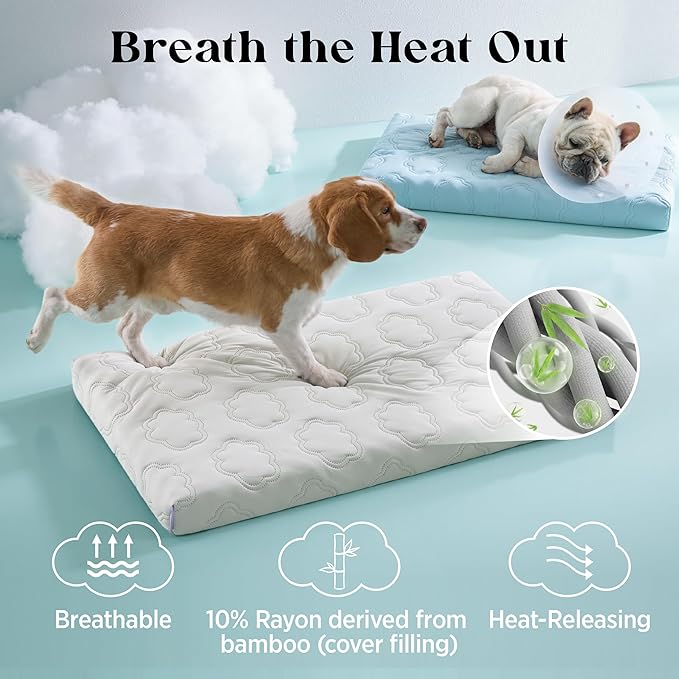 LE SURE Cooling Dog Bed Medium Size Dog, Q-Max>0.5 Cooling Mat with Removable Washable Cover, Breathable Orthopedic Egg Crate Foam Summer Pad for Active/Long-Haired/Senior Pets/Cats/Puppy, 29x18 Inch