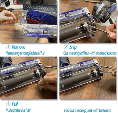Cleaning Tool Kits, Hair Removal Tools for Vacuums Wheels (Long Hair, Pet Hair Wrapping)