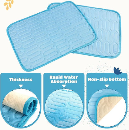 Breling 5 Pack 12" x 16" Summer Cooling Mat for Small Animals, Washable Reusable Guinea Pig Bedding Non-Slip Mat for Small Animals Rabbit Hamster Rat Chinchilla
