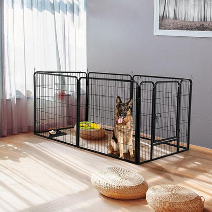 Topeakmart Heavy Duty Dog Playpen Outdoor for Camping, Yard, Garden 24" H Exercise Pen Fence for Small/Medium/Large Animals (Black, 12 Panels)