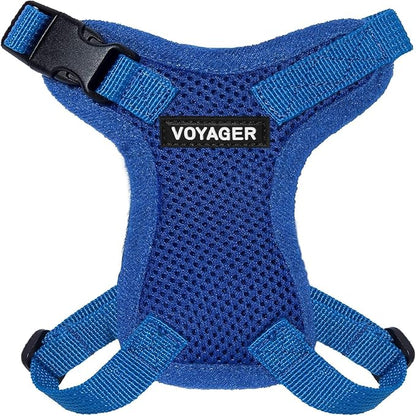 Voyager Escape-Proof Step-in Lock Cat Harness & 5ft Neoprene-Handle Leash Set All-Weather Mesh with Reflective Stitching for Small to Large Cats by Best Pet Supplies, Royal Blue, XXS