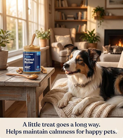 Honest Paws Calming Peanut Butter for Dogs – Dog Supplement with Ashwagandha, Valerian Root & L-Tryptophan – Supports Relaxation & Balanced Behavior – Made in USA – 12 oz