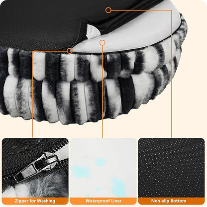 Dwanton Orthopedic Dog Bed for Medium Dogs with Gel Memory Foam, Waterproof Dog Sofa, Washable Pet Bed with Four Sided Bolster Cushion, Removable Cover & Non-Slip Bottom, 36", Tie-dye Gray
