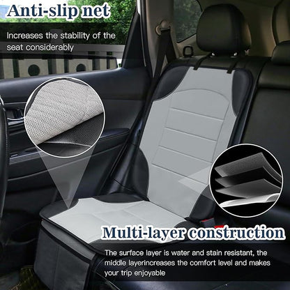 Sinvitron Car Seat Protector for Child Car Seat - Waterproof Non-Slip Leather Mat with 2 Mesh Pockets, Universal Seat Cover for Baby, Pets & Vehicles(2-Pack, Grey)