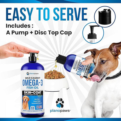 Omega 3 Fish Oil for Dogs - Better Than Salmon Oil - Dog Fish Oil Supplement to Reduce Shedding & Itching - Supports Joints, Brain, and Heart Health - Skin and Coat Supplement - Liquid Fish Oil