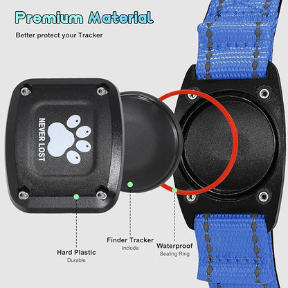 GPS Dog Collar Tracker 2-in-1,Reflective Waterproof Pet Collar,iOS-Only,No Monthly Fees,Unlimited Range,Ideal for Dog Tracking pet Tracker,for Small Medium Large Dogs(M (15"-20.5"), Blue)
