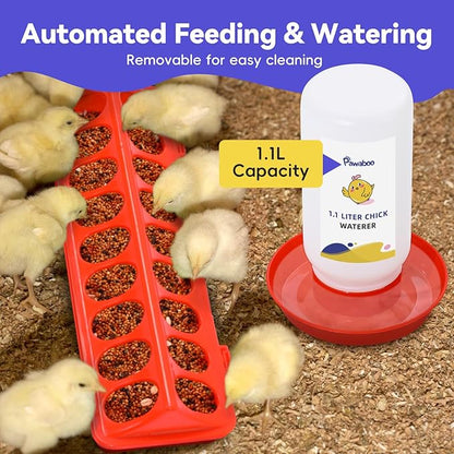 Pawaboo Chick Brooder Box for Chick Starter Kit, Brooder Pen/Chicken Supplies Brooders Box with Chicks Perch Brooding Up to 15 Chicks, Duck and Quail, Black