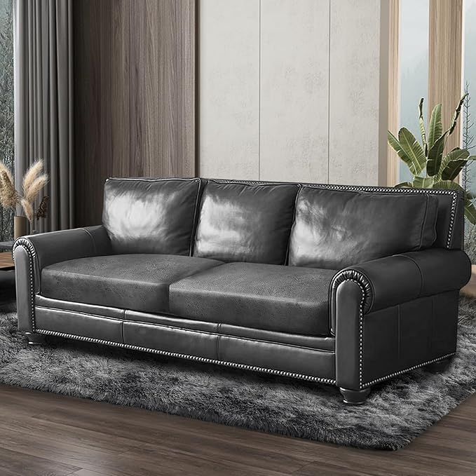 ANARACHON Leather Look Couch Cushion Covers Sofa Seat Slipcovers Sets Couches Furniture Protector for Sectional Armchair Loveseat Pets Kids Stretch Spandex Fabric (2 Cushion Sofa, Light Grey)