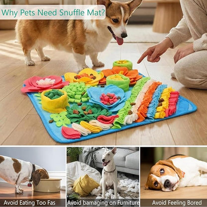 ORIA Snuffle Mat for Dogs, 15.4 x 15.4'' Slow Feeder Mat for Mental Stimulation, Foraging Training & Anxiety Relief, Interactive Puzzle Toy, Pet Foraging Mat for Small Dogs, Puppies, Cats, Rabbits