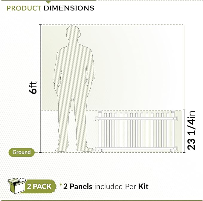 22in H x 44in W (2 Panels) Freestanding Zippity Portable Puppy Fence Kit, Dog Puppy Playpen, Pet Border Outdoor for Yard, Vinyl Picket Outdoor Animal Fences, Pup Play Pen Indoors, ZP19055