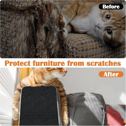 Cat Scratch Furniture Protector - 78.7" x 15.8" Trimmable Self-Adhesive Cats Claws Scratch Pads, DIY Cat Climbing Couch Protector for Scratch Post Cat Tree Replacement Indoor (Black)