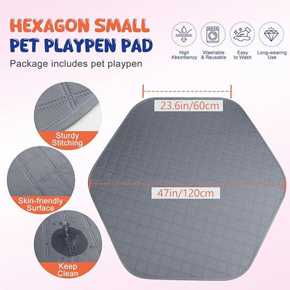 Pawaboo Small Animals Playpen with Pad, Waterproof Small Pet Cage Tent with Reusable Pad, Portable Outdoor Yard Fence for Chick/Kitten/Puppy/Guinea Pig/Rabbits/Chinchillas, Pink + Gray