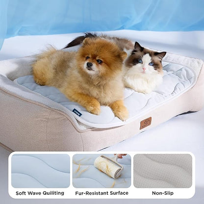 Bedsure Cooling Dog Mat Extra Large - Q-Max>0.4 XXL Thin Breathable Crate Pad Indoor for Pets with Chill Cool Fiber as Cooling Topper，Portable Washable Kennel Cold Mat in Outdoor Summer, 48x30, Blue
