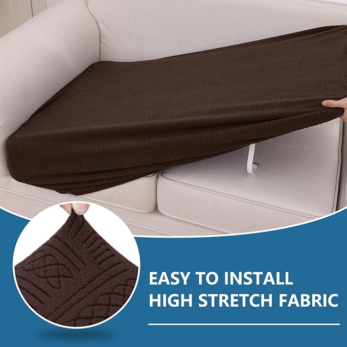 hyha Individual Couch Cushion Covers, Stretch Magic Sofa Seat Cushion Covers Washable, Dog Couch Sofa Slipcover for Pets, Kid with Elastic Bottom(Medium, Chocolate)