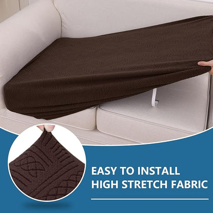 hyha Individual Couch Cushion Covers, Stretch Magic Sofa Seat Cushion Covers Washable, Dog Couch Sofa Slipcover for Pets, Kid with Elastic Bottom(2PC, Chocolate)