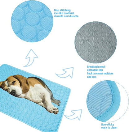 Dog Cooling Mat Large Cooling Pad-Q-Max>0.4 Summer Pet Bed for Dogs Cats Kennel Pad with Chill Cool Fiber,Breathable Portable Pet Self Cooling Blanket Machine Washable,22"x28"