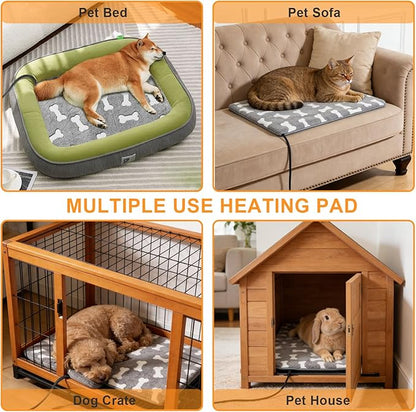 Bestio Cat Heating Pad, 18×18 in Waterproof Heated Cat Bed with Intelligent Constant Temperature Switch and Metal Protective Tube, Pet Heating Pads for Cats Dogs with Washable Cover-Grey