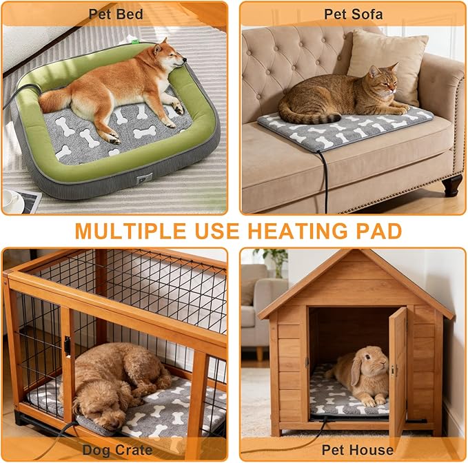 Bestio Large Dog Heating Pad,34x21 in Heated Dog Bed with Constant Heat & Auto Modes，MET&UL Certified Pet Heating Pad with Soothing Warmth,Chew-Resistant Cord,Waterproof Washable Cover-Gray