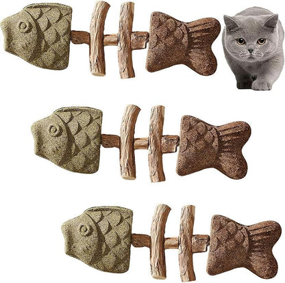 Purrident - Fix Cat Dental Health - Natural Dental Chew for Cats, Fishbone Shape Cat Teething Toy with Catnip, Durable Feline Tooth Care Tool for Indoor & Adult Cats (3CPS-C)