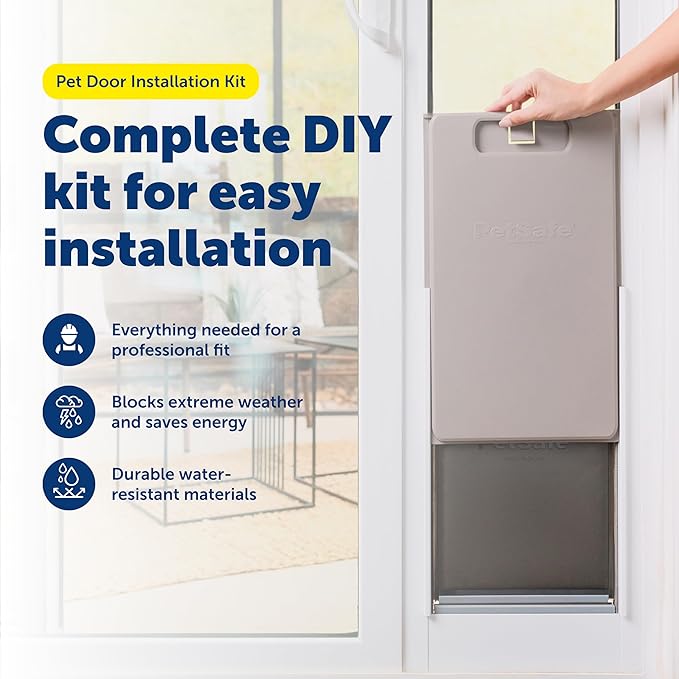 PetSafe Pet Door Installation Kit - Improves Energy Efficiency & Weather Resistance - Includes Clear Silicone Sealant - Drill Bit - Dual Size Weatherstripping