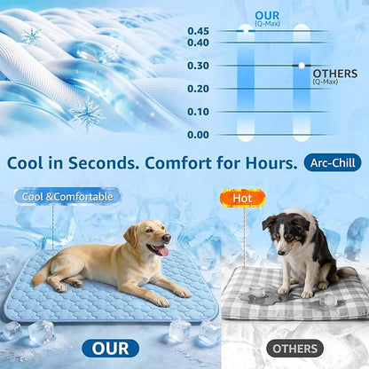 Cooling Mat for Dogs and Cats 24" x 18", Premium Pet Cooling Bed Indoor Outdoor with Waterproof Cover & Ice Silk, Summer Cool Pad for Puppy Kitty, Non-Slip Washable Pet Blanket for Crate Kennel