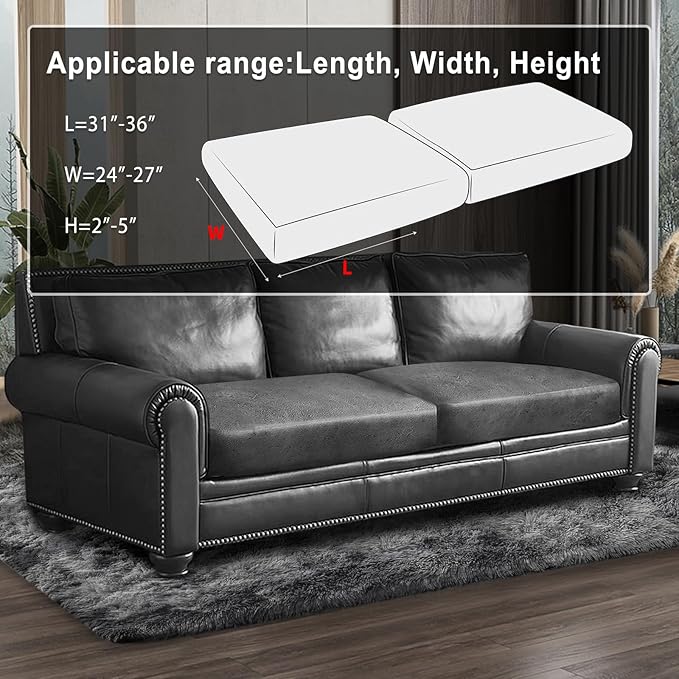 ANARACHON Leather Look Couch Cushion Covers Sofa Seat Slipcovers Sets Couches Furniture Protector for Sectional Armchair Loveseat Pets Kids Stretch Spandex Fabric (2 Cushion Sofa, Light Grey)