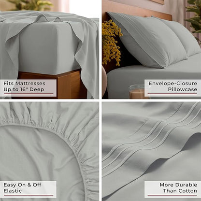 Mellanni Full Sheets Set - 4 PC Iconic Collection Bedding - Hotel Luxury, Extra Soft, Cooling Bed Sheets - Wrinkle, Fade, Stain Resistant (Full, Spa Mint)