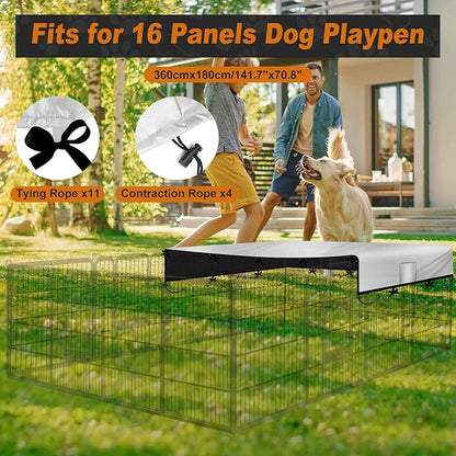LYHNMW Dog Playpen Cover, 600D Oxford Fabric Dog Pen Canopy with Sun and Rain Protection, Specialized Fits for 24/32/40/45/50" Panels Playpen(Only Cover)
