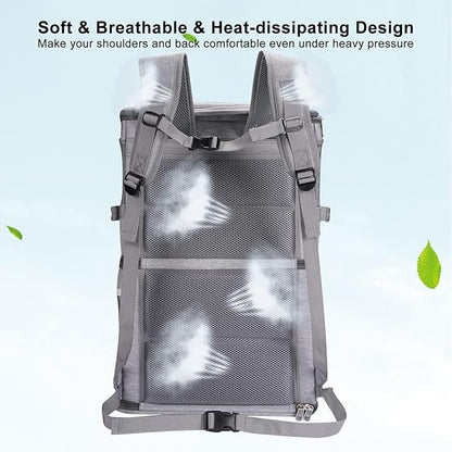 2-in-1 Double Pet Carrier Backpack for Small Cats and Dogs, Portable Pet Travel Carrier, Super Ventilated Design, Ideal for Traveling/Hiking/Camping, Large Size