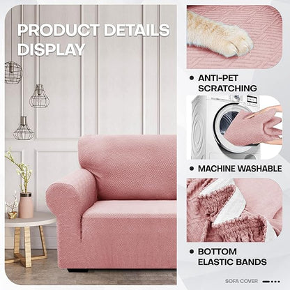 ZNSAYOTX 1 Piece Jacquard Chair Slipcovers for Living Room High Stretch Chair Covers with Arms Anti Slip Pets Friendly Couch Sofa Armchair Cover Furniture Protector (Small,New Pattern Rose)
