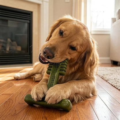 SPOT Bam-Bones Plus Toothbrush Dog Chew Toy for Large Dogs 60-90 lbs, Bamboo & Nylon Dental Chew with Mint & Baking Soda, T-Bone Shape for Moderate to Heavy Chewers, 7 Inch