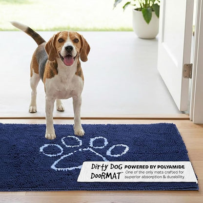 Dog Gone Smart Dirty Dog Doormat - Fast Drying Rug with Super Gripper Backing for Clean Floors - Super Absorbent and Machine Washable Mat for Muddy Paws - Bermuda Blue