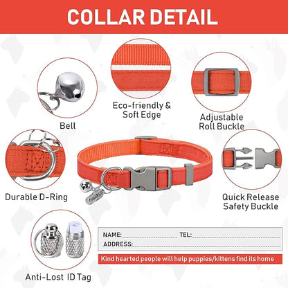 GAMUDA Small Pet Harness Collar and Leash Set, Step in No Chock No Pull Linen Fabric Soft Mesh Dog Vest Harnesses Reflective for Dogs Puppy Cats Kitten Rabbit (Orange, M)