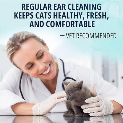 NOVEHA Cat Ear Wipes that Gently Clean & Soothe Sensitive Cat Ears; Soft Ear Cleaner for Removing Wax, Dirt & Odor; Alcohol-Free Ear Care with pH Balanced Formula; Unscented Grooming Care 150pcs